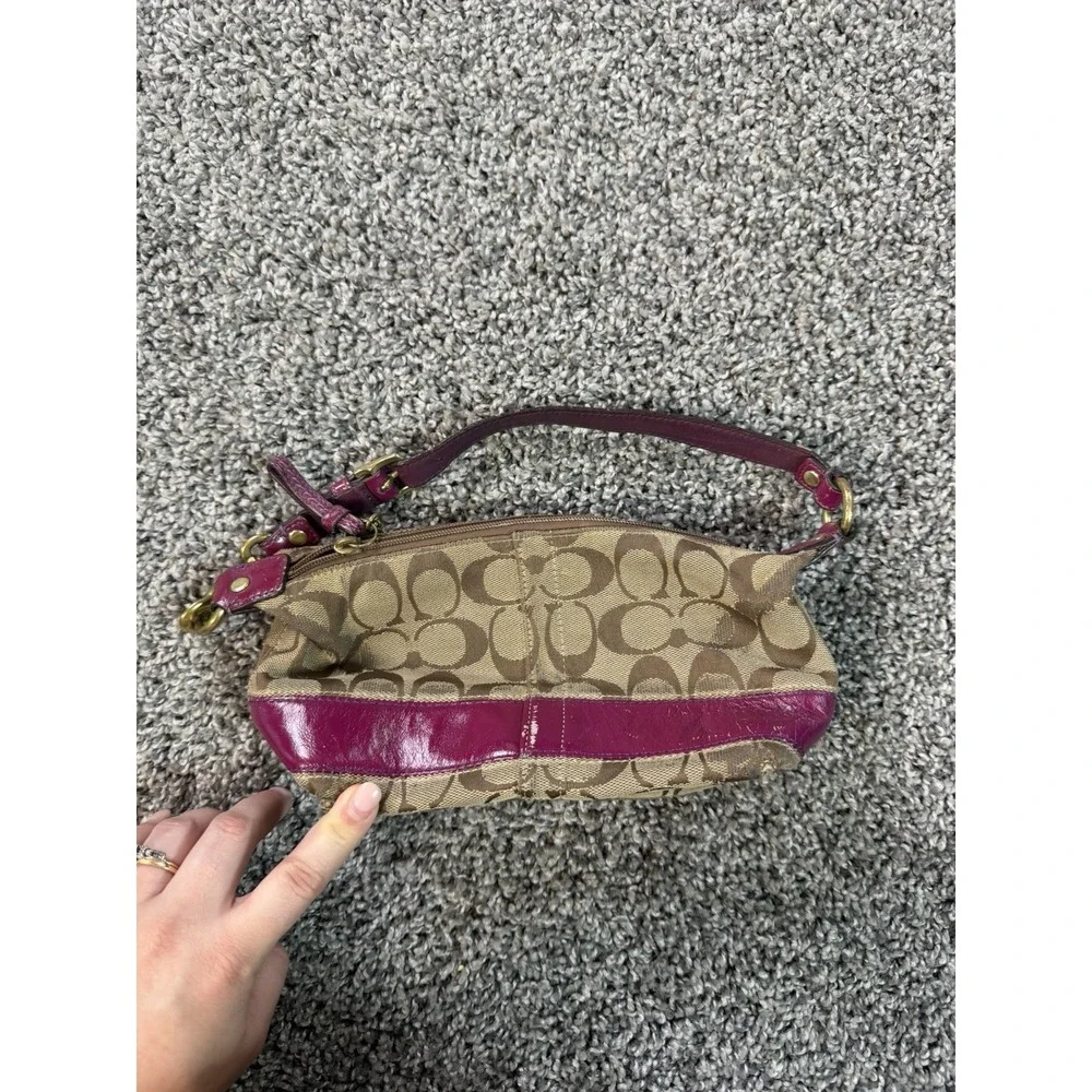 Vintage Y2K Coach Signature Legacy Striped Mini Shoulder Bag Brown & Burgundy